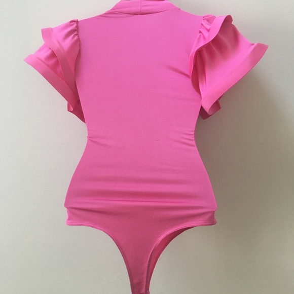 Magenta Mock Turtleneck Body Suit Sz S & L - Picture 3 of 3